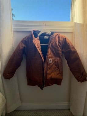 Carhartt Tan/Black Quilted Hooded Work Jacket